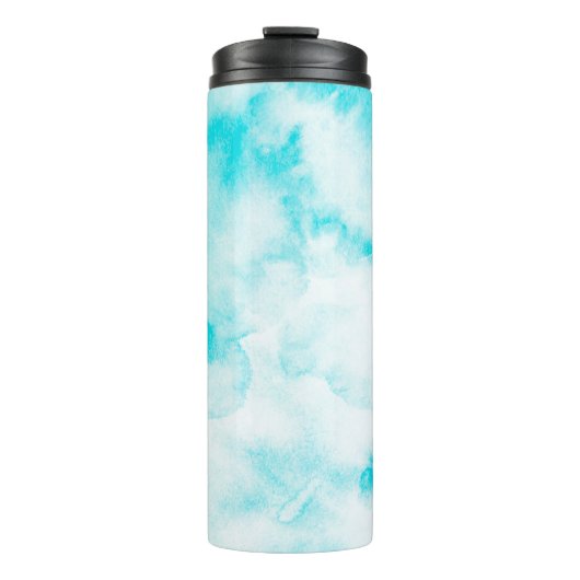 Achtergrond blauwe waterverf thermosbeker (Voorkant)