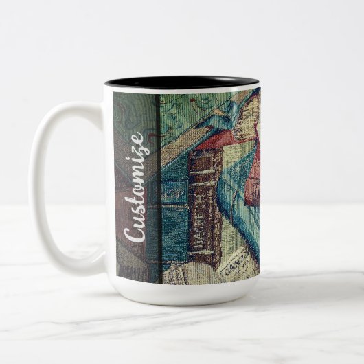 Achtergrond  boeken tweekleurige koffiemok (Links)