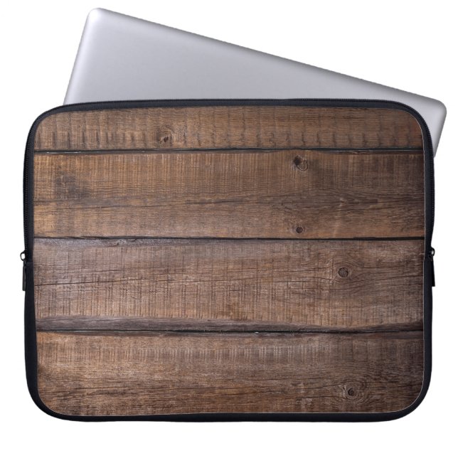 Achtergrond boomplanken laptop sleeve (Voorkant)