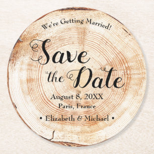 Achtergrond boomschors Rustic Wedding Ronde Kartonnen Onderzetter