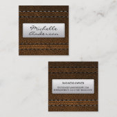 Achtergrond bruin leder | Stitched Banner Vierkante Visitekaartje (Voorkant / Achterkant)