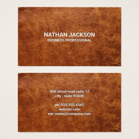 Achtergrond bruin leder visitekaartje (Voorkant /achterkant)