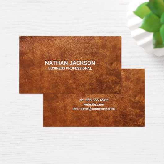 Achtergrond bruin leder visitekaartje (Bureau)
