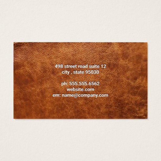 Achtergrond bruin leder visitekaartje (Achterkant)