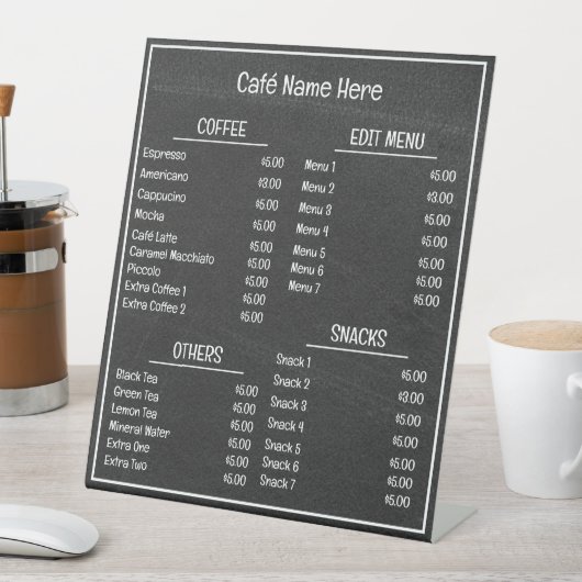 Achtergrond Café Coffee Winkelmenu Blackboard Reclamebord Met Voetstuk (Insitu)
