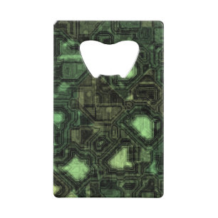 Achtergrond computercircuit creditkaart flessenopener