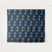 Achtergrond "Dertig" 30e verjaardag Goud Marinebla Wandkleed (Voorkant (horizontaal))