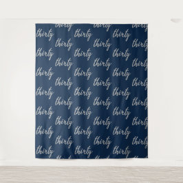Achtergrond "Dertig" 30e verjaardag Zilver Marineb Wandkleed