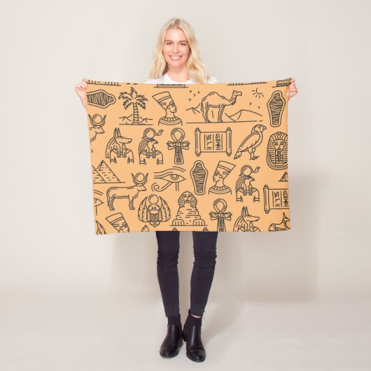 Achtergrond Egyptisch Hieroglyphic-symbool Fleece Deken (In situ)