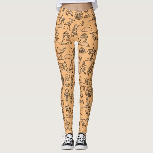 Achtergrond Egyptisch Hieroglyphic-symbool Leggings (Voorkant)