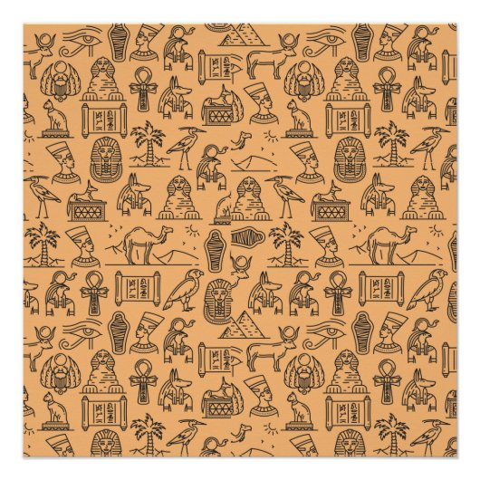Achtergrond Egyptisch Hieroglyphic-symbool Perfect Poster (Voorkant)
