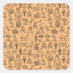 Achtergrond Egyptisch Hieroglyphic-symbool Vierkante Sticker