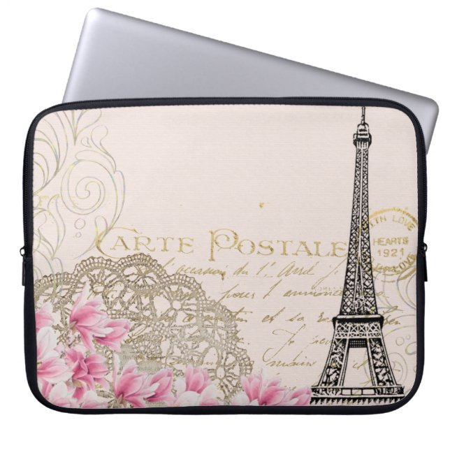 Achtergrond  eiffelbloem laptop sleeve (Voorkant)