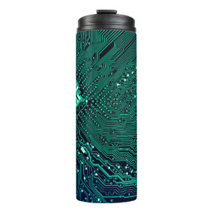 Achtergrond elektronische circuitplaat, abstract,  thermosbeker