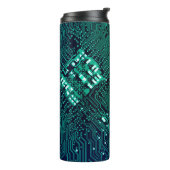 Achtergrond elektronische circuitplaat, abstract,  thermosbeker (Gedraaid links)