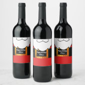 Achtergrond en baard van de kleren van de kerstman wijn etiket (Flessen)