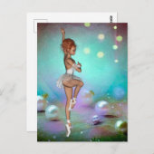 Achtergrond en dansende ballerina briefkaart (Voorkant / Achterkant)