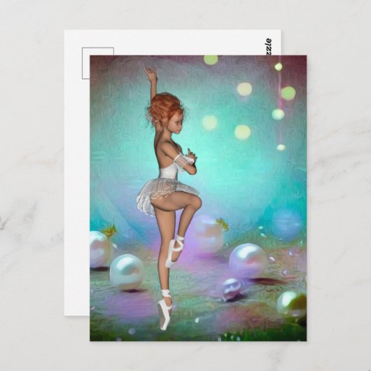 Achtergrond en dansende ballerina briefkaart (Voorkant / Achterkant)