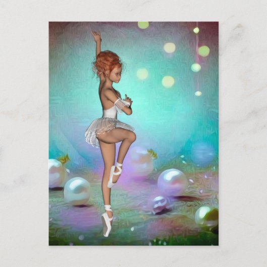Achtergrond en dansende ballerina briefkaart (Voorkant)