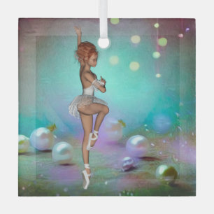 Achtergrond en dansende ballerina glas ornament