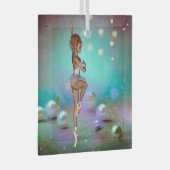 Achtergrond en dansende ballerina glas ornament (Voorkant Rechts)
