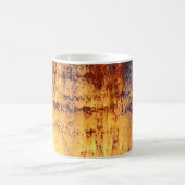 Achtergrond en textuur van oude metalen, ruw ijzer koffiemok (Center)