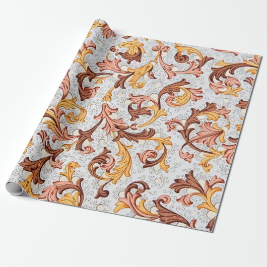 achtergrond - Floral Pattern uit 18e eeuw Cadeaupapier (Uitgerold)