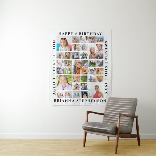 Achtergrond foto-inkuilpartij op geboortedag 33 wandkleed (In situ)