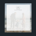 Achtergrond foto van uw familie | Aangepast monogr Notitieblok<br><div class="desc">Een aangepast notitieblok dat uw favoriete familiefoto in de achtergrond samen met een naam kenmerkt en monogram naar de bodem worstelde.</div>