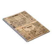 Achtergrond gebruikt papier. Oude krantenpagina me Notitieboek (Rechterzijde)
