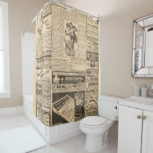 Achtergrond gebruikt papier. Oude krantenpagina's  Douchegordijn (In situ)