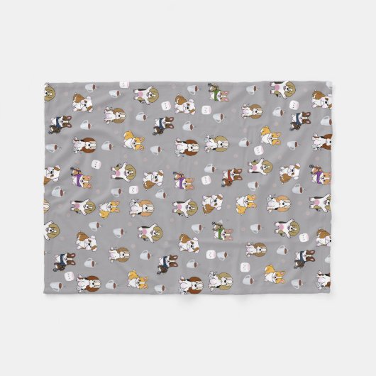 Achtergrond geïllustreerde honden fleece deken (Voorkant (Horizontaal))