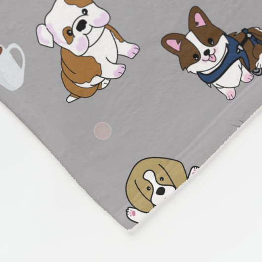 Achtergrond geïllustreerde honden fleece deken (Hoek)