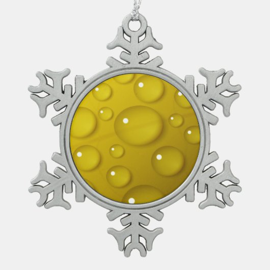 Achtergrond gele waterval tin sneeuwvlok ornament (Voorkant)