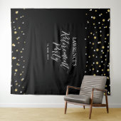 Achtergrond Gold & Black Confetti Retirement Party Wandkleed (In Situ (horizontaal))
