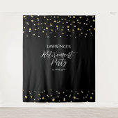 Achtergrond Gold & Black Confetti Retirement Party Wandkleed (Voorkant)