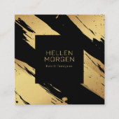 Achtergrond gouden en zwarte penseelstreken vierkante visitekaartje (Voorkant)