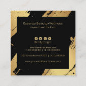 Achtergrond gouden en zwarte penseelstreken vierkante visitekaartje (Achterkant)