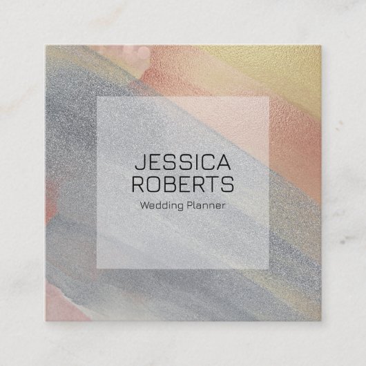 Achtergrond grijze en Roos-Gold penseel Vierkante Visitekaartje (Voorkant)