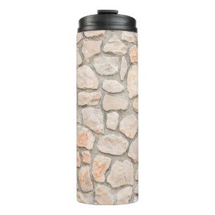 Achtergrond grijze steenwand. steen, textuur, wand thermosbeker