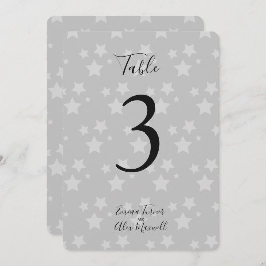 Achtergrond grijze sterren | Tafelnummerkaarten Kaart (Voorkant / Achterkant)