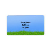 Achtergrond groen gras en blauw hemel etiket (Voorkant)