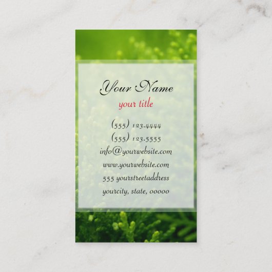 Achtergrond groene bladeren visitekaartje (Achterkant)