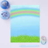 Achtergrond groene gras, regenboog en blauwe hemel flyer (Enkel)