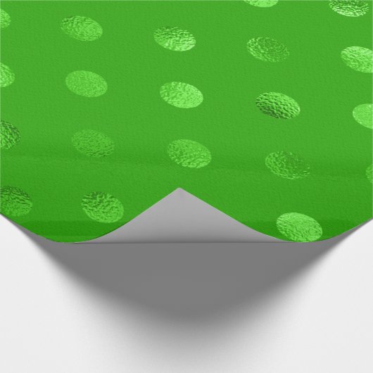 Achtergrond groene metallische faux Foil Polka Dot Cadeaupapier (Hoek)