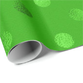 Achtergrond groene metallische faux Foil Polka Dot Cadeaupapier (Rol Hoek)