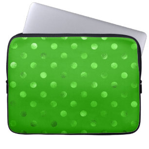 Achtergrond groene metallische faux Foil Polka Dot Laptop Sleeve