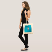Achtergrond haaienblauw tote bag (Voorkant (model))