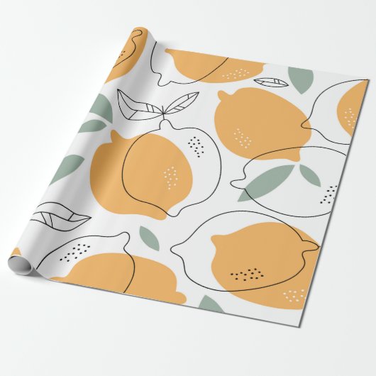 Achtergrond handgetekende Lemons. Naadloos patroon Cadeaupapier (Uitgerold)