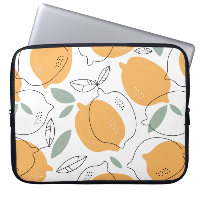 Achtergrond handgetekende Lemons. Naadloos patroon Laptop Sleeve (Voorkant)